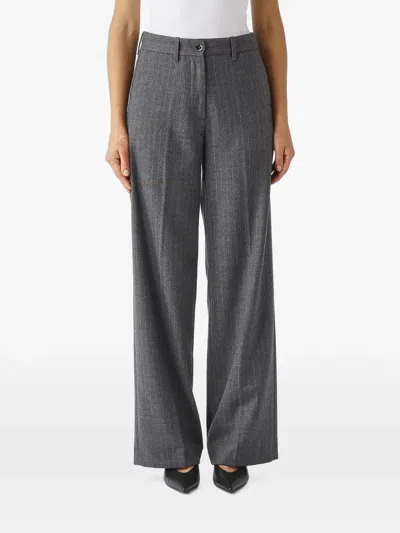 Nine In The Morning Fiamma Boy Pinstripe Wide-leg Trousers In Grey