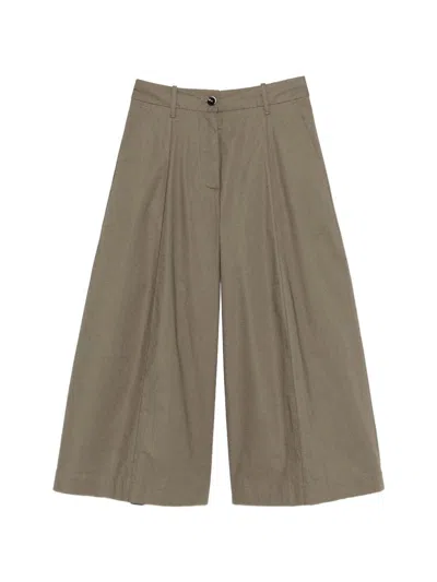 Nine In The Morning Fiammeta Olive Cotton Trousers In Brown