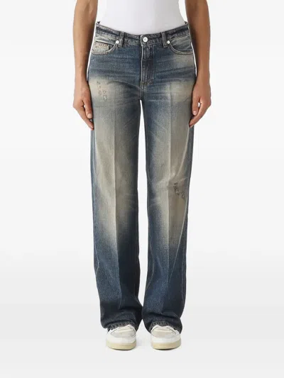 Nine In The Morning Franca Faded Distressed Jeans In Blue