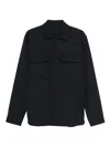 Nine In The Morning Classic Structured Collar Blue Shirt With Chest Pockets In Black