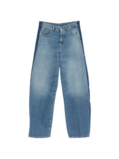 Nine In The Morning Gea Patch Overcarrot Frayed Jeans In Blue