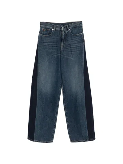 Nine In The Morning Gea Two-tone Wide-leg Jeans In Black