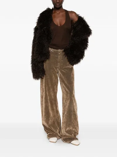 Nine In The Morning Gea Velvet-effect Jeans In Brown