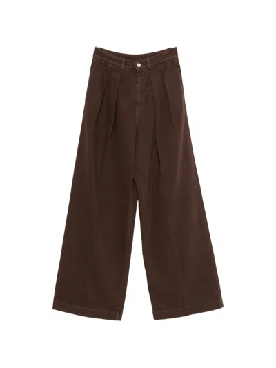 Nine In The Morning Giordana Pleated Wide-leg Trousers In Brown