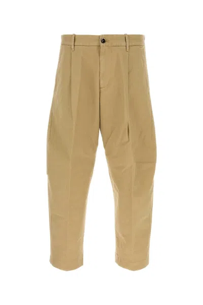 Nine In The Morning Cotton Blend Giulio Tailored Cropped Pants In Brown