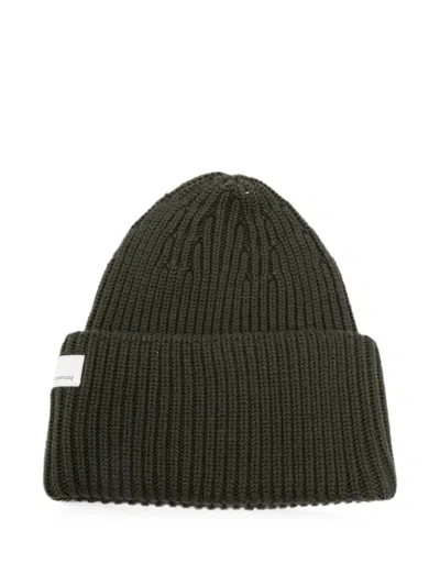 Nine In The Morning Ribbed-knit Turn-up Beanie Hat In Green