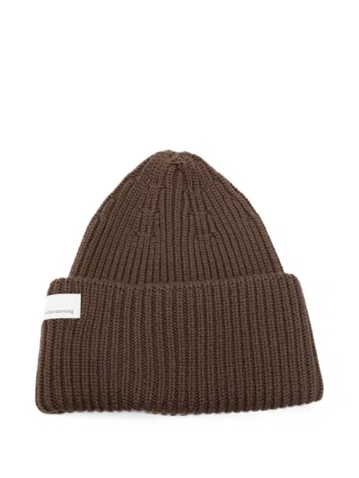 Nine In The Morning Ribbed-knit Beanie Hat In Brown