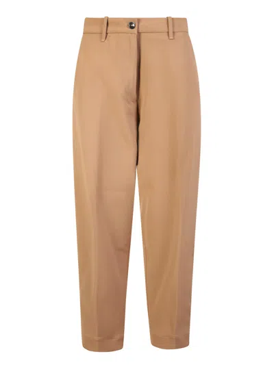 NINE IN THE MORNING HIGH-WAISTED CARROT TROUSERS IN CAMEL