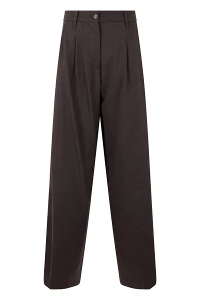 Nine In The Morning High-waist Loose-fit Wide-leg Trousers In Brown
