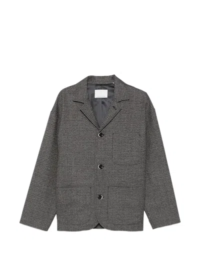 Nine In The Morning Houndstooth-pattern Notch-lapels Jacket In Gray