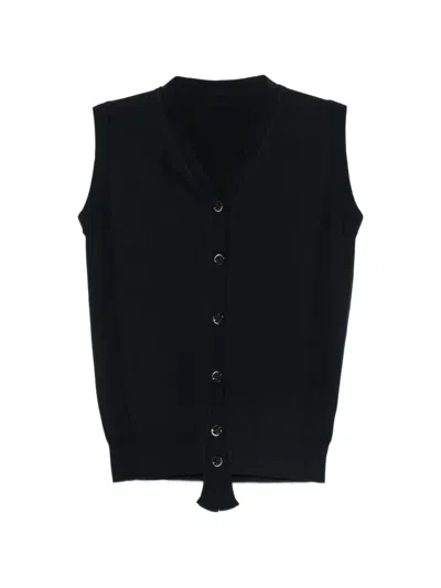 Nine In The Morning Johanna Buttoned V-neck Cardigan In Black