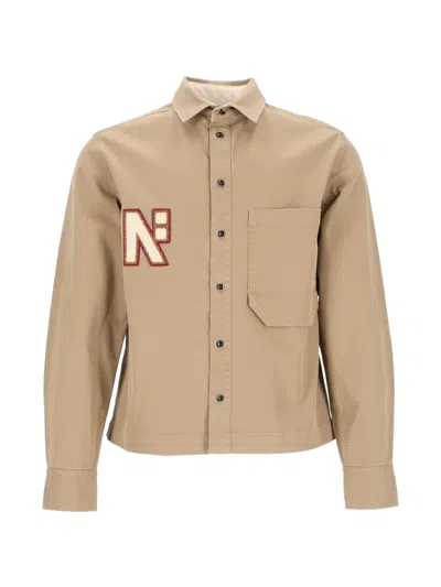 Nine In The Morning Jonas Logo-patch Shirt In Brown