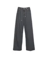 Nine In The Morning Loose Fit Wide Leg Jeans With Drawstring Waist In Gray