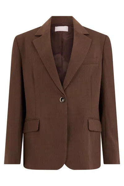 Nine In The Morning Loose Fit Wool Blazer With Lapel Collar And Two Pockets In Brown
