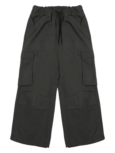 Nine In The Morning Lucien Wide Leg Drawstring Cargo Trousers In Black