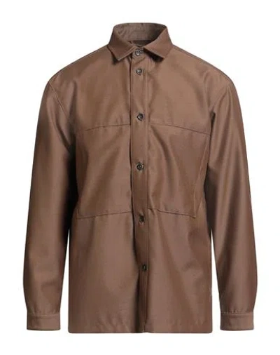 Nine In The Morning Man Shirt Light Brown Size L Wool