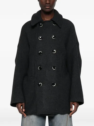 Nine In The Morning Marina Double-breasted Coat In Black