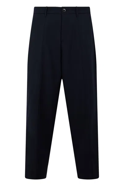 Nine In The Morning High Waist Wool Blend Pleated Trousers In Black