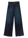 Nine In The Morning Cropped Blue Wide-leg Trousers With Classic Five-pocket Design In Blue