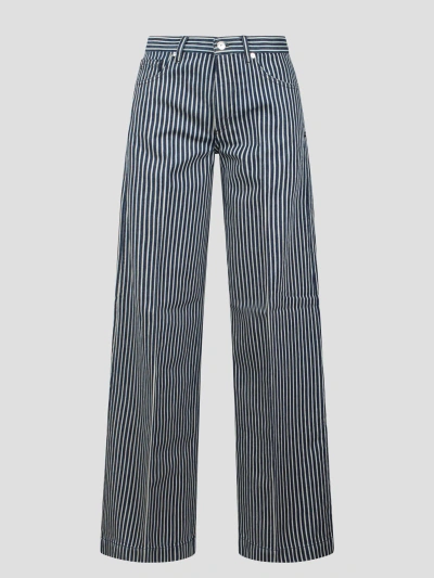 Nine In The Morning Nadia Pinstripe Denim Pant In Blue