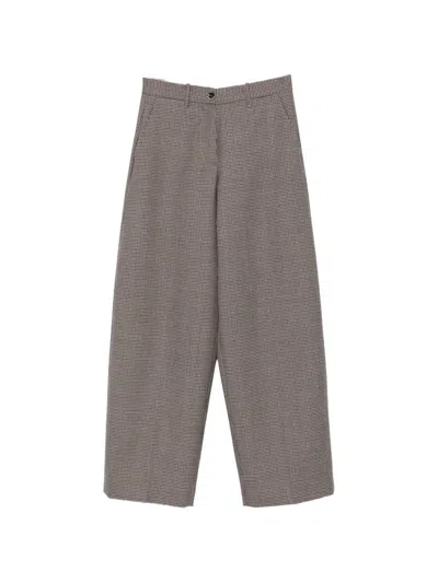 Nine In The Morning Nancy Houndstooth-pattern Wide-leg Trousers In Gray