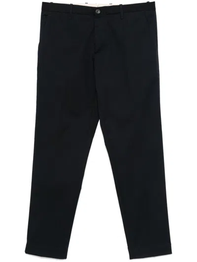 Nine In The Morning Navy Blue Twill Weave Slim Cut Trousers In Black