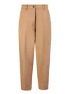 Nine In The Morning High-waisted Carrot Trousers In Camel In Brown