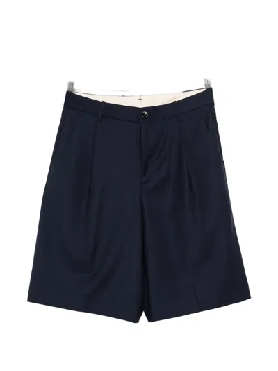 Nine In The Morning Odell Pleated Shorts In Blue