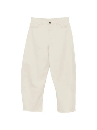 Nine In The Morning Off White Flat Front Pants In Multi