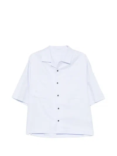 Nine In The Morning Orazio Short-sleeve Camp-collar Shirt In Blue