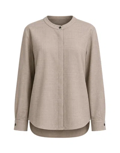 Nine In The Morning Orzo Long-sleeved Wool Shirt In Beige