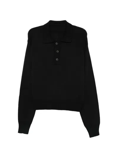 Nine In The Morning Oscar Collared Button-up Sweater In Black