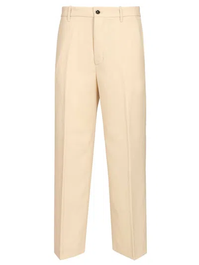 Nine In The Morning Panta Palazzo Crepe Lana Trousers White In Neutral