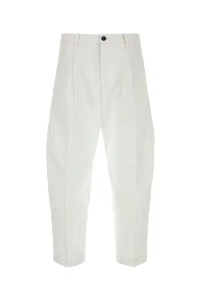 Nine In The Morning Pleated-detail Cotton Trousers In White