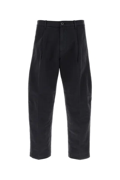 Nine In The Morning Midnight Blue Cotton Giulio Pant In Black