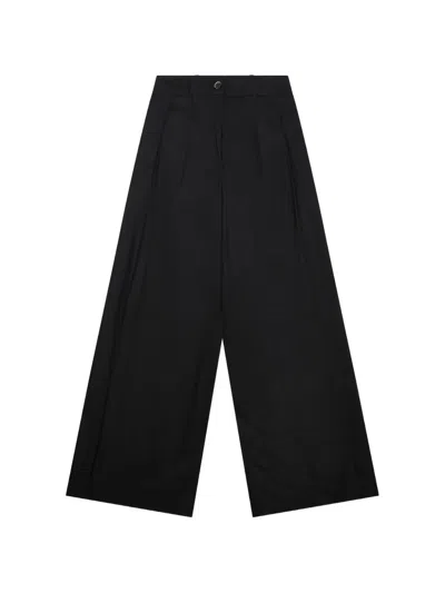 Nine In The Morning Petra Pleated Wide-leg Trousers In Black