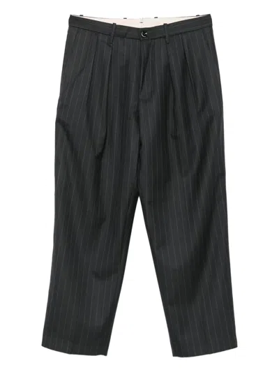 Nine In The Morning Pinstripe Pleated Trousers In Black