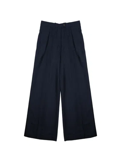 Nine In The Morning Pinstriped Pleated Trousers In Blue