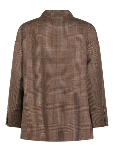 Nine In The Morning Plaid Blazer In Brown
