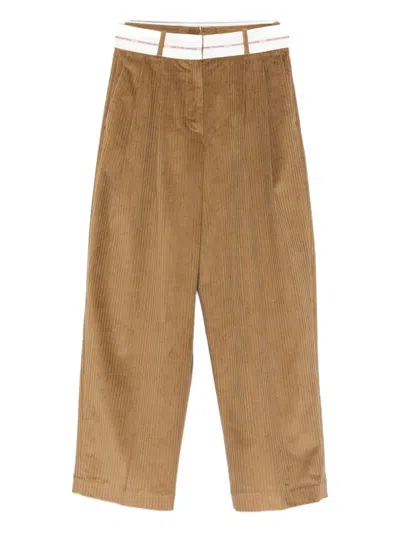 Nine In The Morning Pleated Corduroy Trousers In Brown