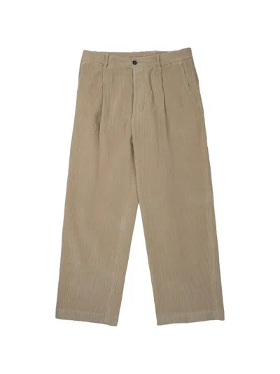 Nine In The Morning Neutrals Cropped Ribbed Cotton Wide-leg Pants In Transparent