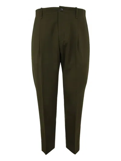 Nine In The Morning Pleated-details Trousers In Green