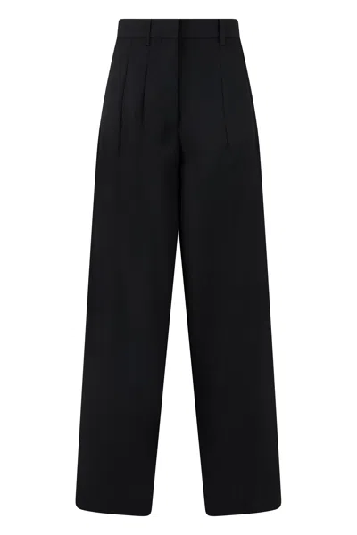 Nine In The Morning Pleated High-waist Wide-leg Trousers In Black