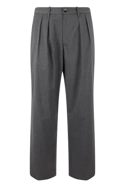 Nine In The Morning Pleated High-waist Wide-leg Trousers In Blue