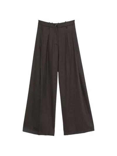 Nine In The Morning Pleated Wide-leg Tailored Trousers In Brown