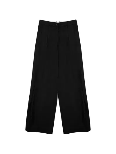 Nine In The Morning Pleated Wide-leg Trousers In Black