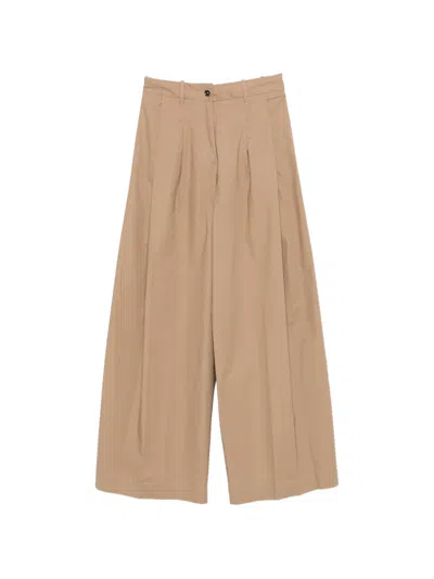 Nine In The Morning Pleated Wide-leg Trousers In Brown