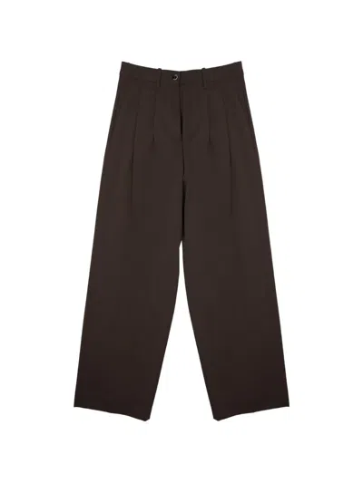 Nine In The Morning Pleated Wide-leg Trousers In Brown