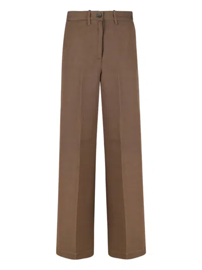Nine In The Morning Pressed-crease Trousers In Brown