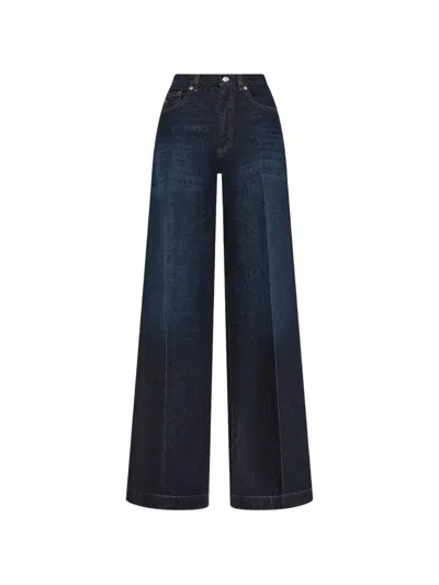 Nine In The Morning Pressed-crease Wide-leg Jeans In Blue